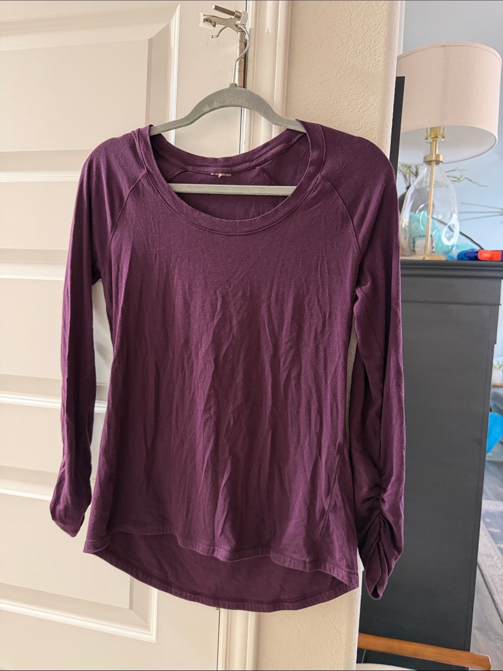 Women's Calia Long Sleeve Scoop Neck Athletic Top - Plum Medium